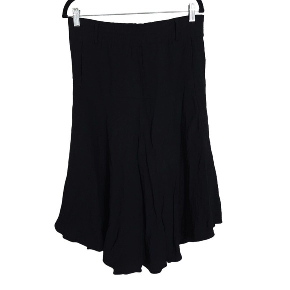 ALC Womens Midi Skirt Black Hanky Hem Paperbag Waist Lagenlook Pockets Size 8 M - Picture 1 of 9